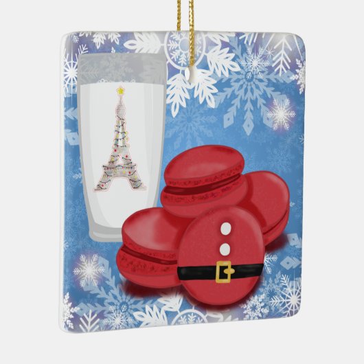 Milch und Cookies Französischer Macarons-Eiffeltur Keramikornament (Rechts)