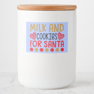 Milch und Cookies für das Etikett "Santa Container
