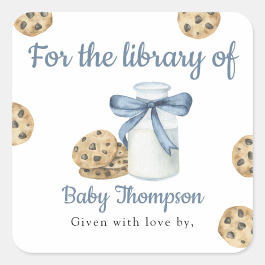 Milch und Cookies für die Bibliothek von Quadratischer Aufkleber (Vorderseite)