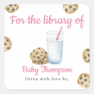 Milch und Cookies für die Bibliothek von Quadratischer Aufkleber