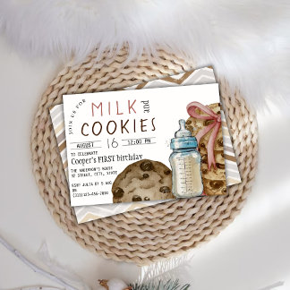 Milch und Cookies Geburtstagsfeier Einladung