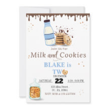 Milch und Cookies Geburtstagsfeier Einladung für J