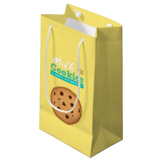 Milch und Cookies Geburtstagsparty Kleine Geschenktüte (Vorderseite Schrägansicht)
