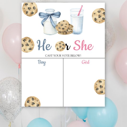 Milch und Cookies Gender offenbaren Er oder sie Di Poster