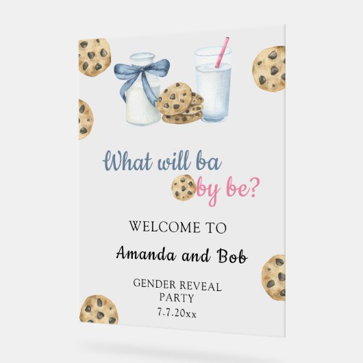 Milch und Cookies Gender offenbaren Willkommen Acrylschild (Winkel)