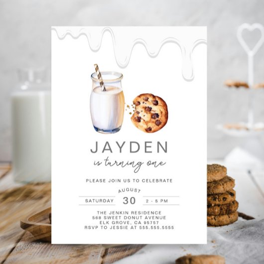 Milch und Cookies jedes Alter Geschlecht neutralen Einladung