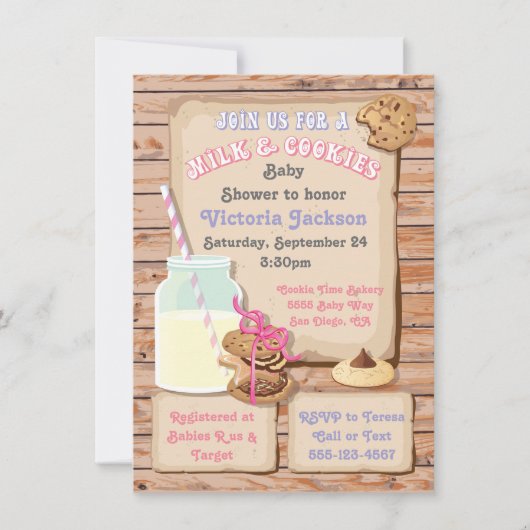 Milch und Cookies Kinderdusche Einladung (Vorderseite)