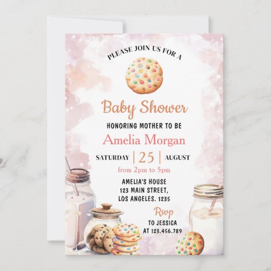 Milch und Cookies Kinderdusche Einladung (Vorderseite)