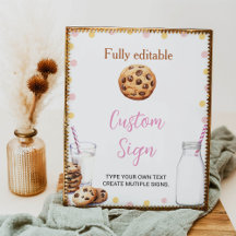 Milch und Cookies Mädchen Custom Sign Birthday Par