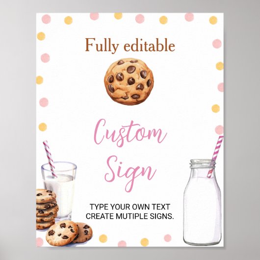 Milch und Cookies Mädchen Custom Sign Birthday Par Poster (Vorne)