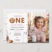 Milch und Cookies Mädchen Einladung 1. Geburtstag (Vorderseite)