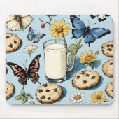 Milch und Cookies mit Blume und Schmetterlingen Bl Mousepad (Vorne)