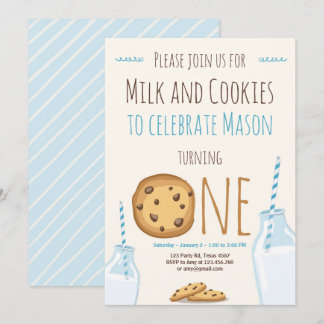 Milch und Cookies Party Einladung Junge Geburtstag
