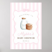 Milch und Cookies Pink Baby Dusche Begrüßungszeich Poster (Vorne)
