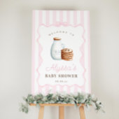 Milch und Cookies Pink Baby Dusche Begrüßungszeich Poster