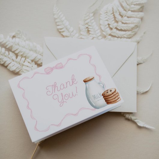 Milch und Cookies Pink Baby Dusche Dankeskarte