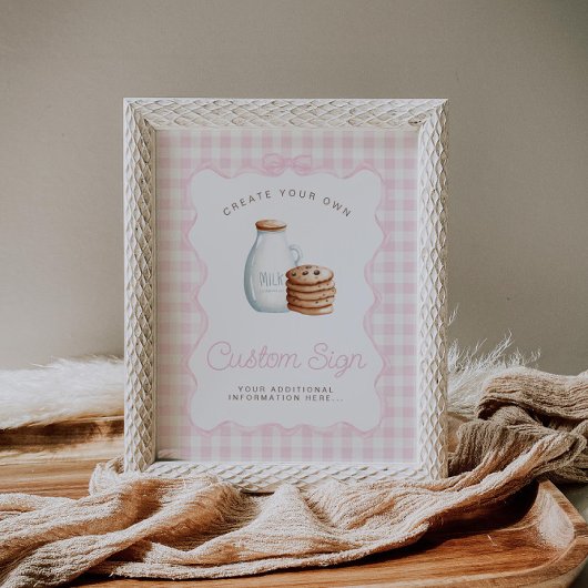 Milch und Cookies Pink Baby Shower Table Zeichen Poster