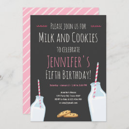 Milch und Cookies Pink Girl Geburtstagsparty Einladung