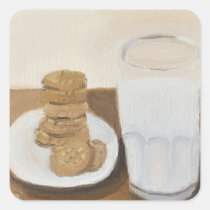 Milch und Cookies Quadratischer Aufkleber