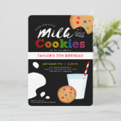 Milch und Cookies Rainbow Birthday Party Einladung (Stehend Vorderseite)