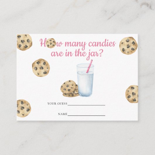 Milch und Cookies Raten Sie, wie viele Bonbons Begleitkarte (Vorderseite)