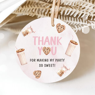 Milch und Cookies Rosa erste Geburtstagsparty Geschenkanhänger