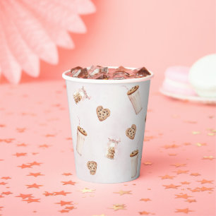 Milch und Cookies Rosa erste Geburtstagsparty Pappbecher