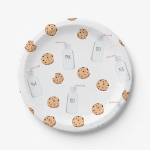 Milch und Cookies Rosa Geburtstag Pappteller