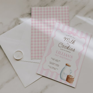 Milch und Cookies Rosa Geburtstagsparty Einladung