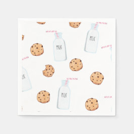 Milch und Cookies Rosa Geburtstagsparty Serviette