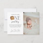 Milch und Cookies Sweet One Boy Birthday Dankeskarte (Vorderseite)