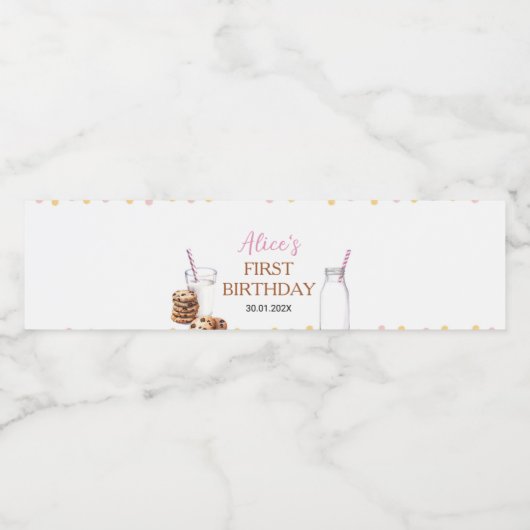 Milch und Cookies Wasserflaschen Etikett Geburtsta (Einzelnes Label)