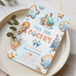 Milch und Cookies Weihnachtsgeburt Einladung