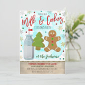 Milch und Cookies Weihnachtszeit-Party Einladung (Stehend Vorderseite)