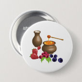 Milch und Honig mit Beeren Rustikale Küche Button (Vorne & Hinten)