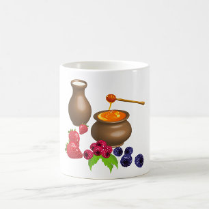 Milch und Honig mit Beeren Rustikale Küche Kaffeetasse