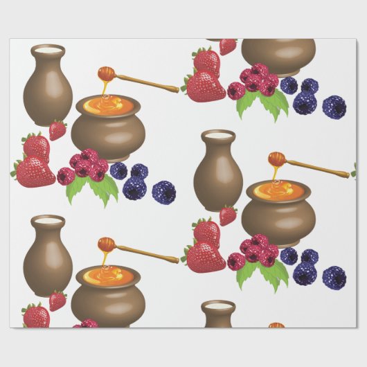 Milch und Honig mit Berries Rustikale Ernährung Geschenkpapier (Flach)