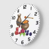 Milch und Honig mit Berries Rustikale Ernährung Große Wanduhr (Winkel)