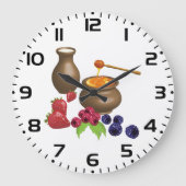 Milch und Honig mit Berries Rustikale Ernährung Große Wanduhr (Vorderseite)