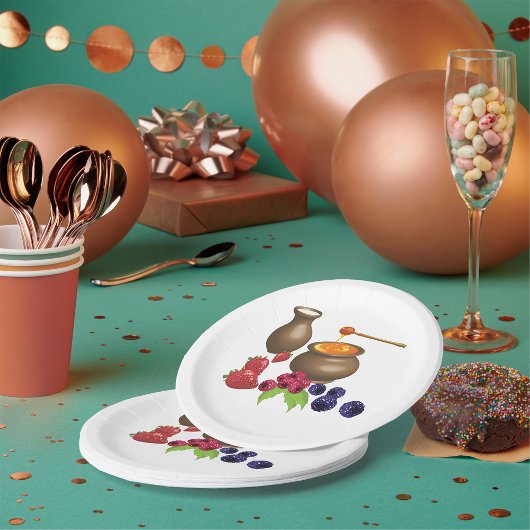 Milch und Honig mit Berries Rustikale Ernährung Pappteller