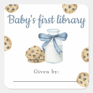 Milch und Kekse Baby-Bibliothek  Quadratischer Aufkleber