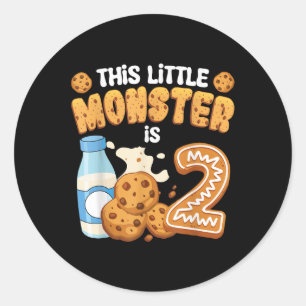 Milch und Kekse Dieser kleine Monster ist 2 2. Geb Runder Aufkleber