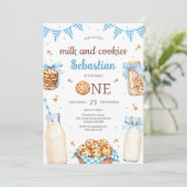 Milch und Kekse Geburtstag Einladung (Stehend Vorderseite)