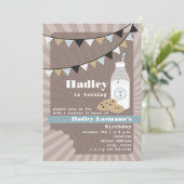 Milch und Kekse Geburtstag - Schokolade Chip Blau Einladung (Stehend Vorderseite)