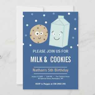 Milch und Kekse Geburtstagsdessert-Party Einladung