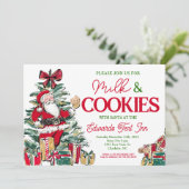 Milch und Kekse mit Santa, Frühstück, Einladung (Stehend Vorderseite)