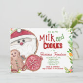 Milch und Kekse mit santa Weihnachtsgebäck Einladu Einladung (Stehend Vorderseite)