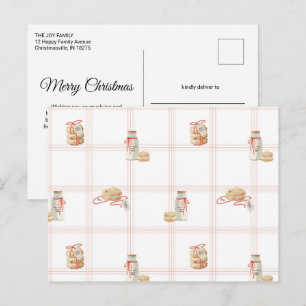 Milch und Kekse Weihnachtsmorgen Kinderfrühstück Postkarte