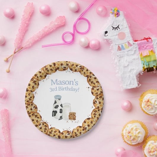 Milch und Krümel Blue Birthday Party Tisch Pappteller (Party)