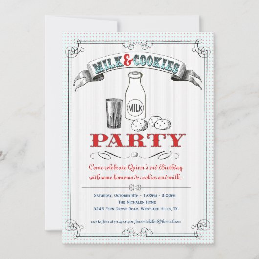 Milch-und Plätzchen-Party Einladung (Vorderseite)
